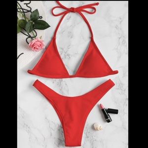Ribbed High Leg Bikini Set